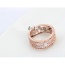 Fashion Silver Color Geometric Shape Diamond Decorated Hollow Out Design Ring
