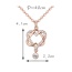 Fashion Rose Gold +black Double Heart Shape Pendant Decorated Hollow Out Design Necklace