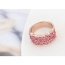 Fashion Rose Gold+plum Red Big Round Diamond Decorated Color Matching Design Ring