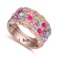Fashion Rose Gold+plum Red Big Round Diamond Decorated Color Matching Design Ring