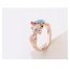 Fashion Rose Gold+blue Oval Shape Diamond Decorated Goldfish Shape Design Ring