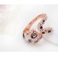 Fashion Rose Gold+black Round Diamond Decorated Snake Shape Simple Ring
