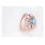 Fashion Rose Gold+blue Big Round Diamond Decorated Hollow Out Flower Design Ring