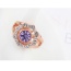Fashion Rose Gold+purple Big Round Diamond Decorated Hollow Out Flower Design Ring