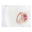 Fashion Rose Gold+plum Red Big Round Diamond Decorated Hollow Out Flower Design Ring