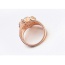 Fashion Rose Gold+white Big Round Diamond Decorated Hollow Out Flower Design Ring