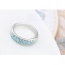 Fashion Sea Blue Round Diamond Decorated Color Matching Design Ring