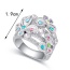 Fashion Sea Blue Flower Decorated Hollow Out Design Simple Ring