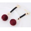 Elegant Red Fuzzy Ball Pendant Decorated Simple Long Earrings
