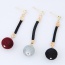 Elegant Black Fuzzy Ball Pendant Decorated Simple Long Earrings