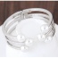 Fashion Silver Color Pearls Decorated Multi-layer Pure Color Opening Bracelet