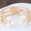 Fashion Silver Color Pearls Decorated Multi-layer Pure Color Opening Bracelet