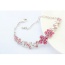 Fashion Plum Red Round Shape Diamond Decorated Flower Shape Pure Color Bracelet
