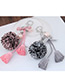 Elegant Pink Tassel&bowknot Pendant Decorated Simple Key Ring