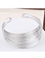 Fashion Silver Color Pure Color Decorated Multilayer Opening Bracelet