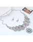 Fashion Silver Color+blue Bowknot Shape Decorated Pure Color Simple Jewelry Sets