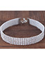 Trendy Silver Color Round Shape Diamond Decorated Multi-layer Pure Color Necklace