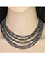 Elegant Black Pure Color Decorated Multiayer Short Chain Necklace