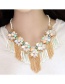 Trendy Black+white Long Tassel Pendant Decorated Color Matching Necklace