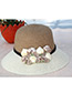 Elegant Gray+beige Flowers Decorated Color Matching Sunshade Beach Hat