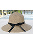 Elegant Khaki Bowknot Decorated Pure Color Sunshade Beach Hat