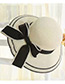 Fashion White Bowknot Decorated Pure Color Sunshade Beach Hat