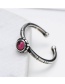 Fashion Antique Silver+pink Round Shape Diamond Color Mtching Opening Ring