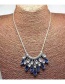Trendy Navy+white Oval Shape Dimond Decorated Color Matching Necklace