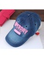 Fashion Blue+pink Letter Pattern Decorated Color Matching Peaked Cap