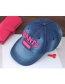 Fashion Blue+red Letter Pattern Decorated Color Matching Peaked Cap