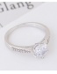 Elegant Silver Color Round Shape Diamond Decorated Pure Color Ring
