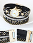 Trendy Black Diamond Decorated Round Dail Multi-layer Simple Watch