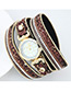 Elegant Brown Diamond Decorated Round Dail Multi-layer Simple Watch