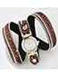 Elegant Brown Diamond Decorated Round Dail Multi-layer Simple Watch