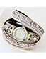 Elegant Light Purple Diamond Decorated Round Dail Multi-layer Simple Watch