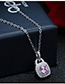 Sweet Silver Color+pink Diamond Decorated Lock Shape Color Matching Necklace