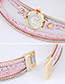 Trendy Pink Diamond Decorated Round Dail Multi-laye Simple Watch