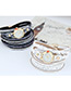 Trendy Navy Diamond Decorated Round Dail Multi-laye Simple Watch