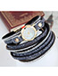 Trendy Navy Diamond Decorated Round Dail Multi-laye Simple Watch
