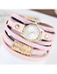 Trendy Pink Pure Color Decorated Multi-layer Simple Watch