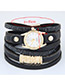 Trendy Black Pure Color Decorated Multi-layer Simple Watch