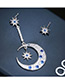 Trendy Silver Color Moon&star Shape Decorated Asymmetry Desgin Pure Color Earrings