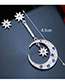 Trendy Silver Color Moon&star Shape Decorated Asymmetry Desgin Pure Color Earrings