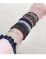Trendy Black Color Matching Decorated Double Layer Opening Bracelet