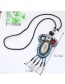 Fashion Black Beads Decorated Tassel Design Color Matching Sweater Chain