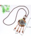 Fashion Coffee Beads Decorated Tassel Design Color Matching Sweater Chain