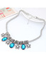 Fashion Blue Flower Shaped Decorated Color Matching Simple Necklace