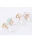 Sweet Light Blue Flower Decorated Color Matching Asymmetric Earrings