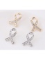 Sweet Gold Color Diamond Decorated Cross Design Earrings