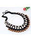 Fashion Coffee+pink Color Matching Decorated Multi-layer Necklace